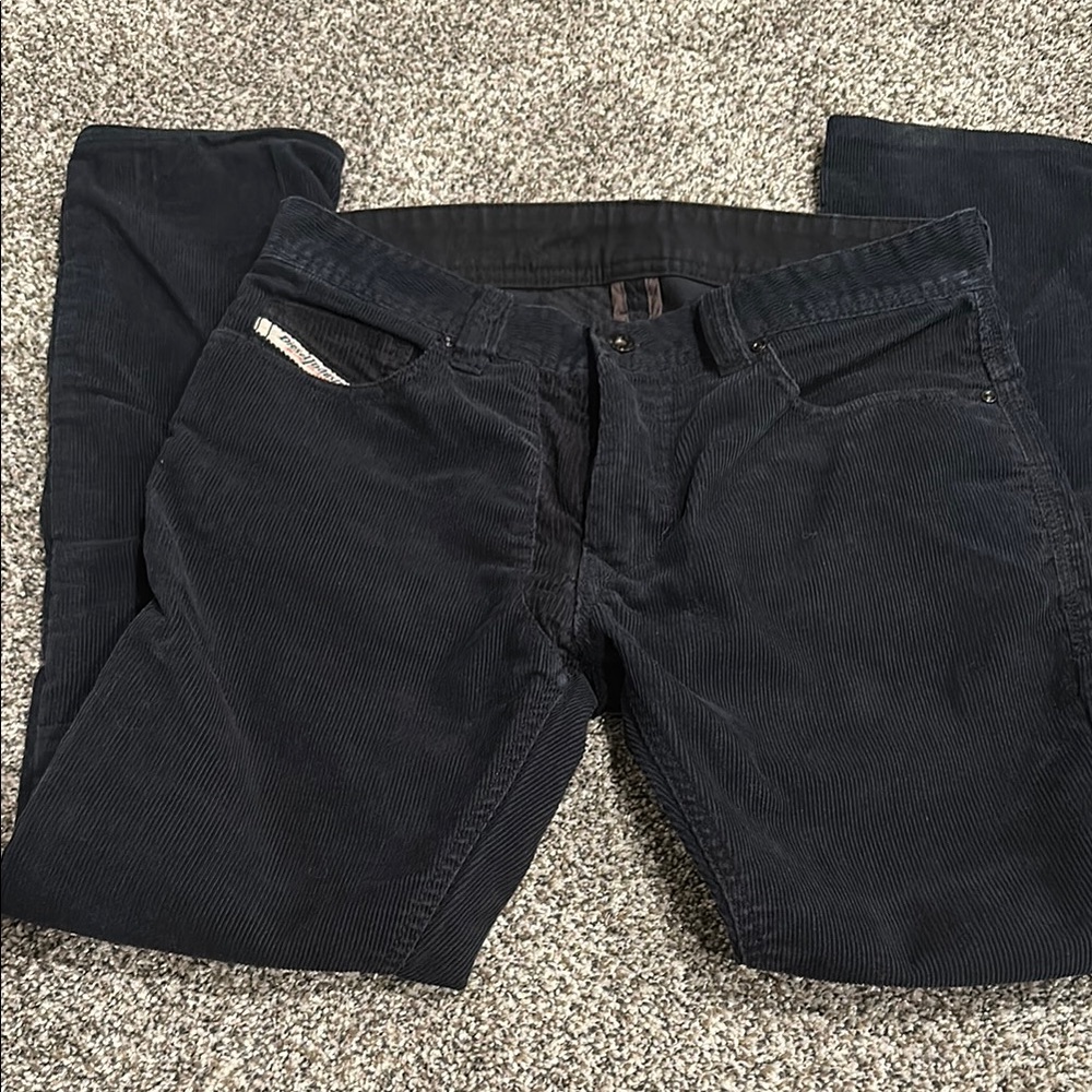 Diesel Women's Straight Leg Corduroy Pants in black.